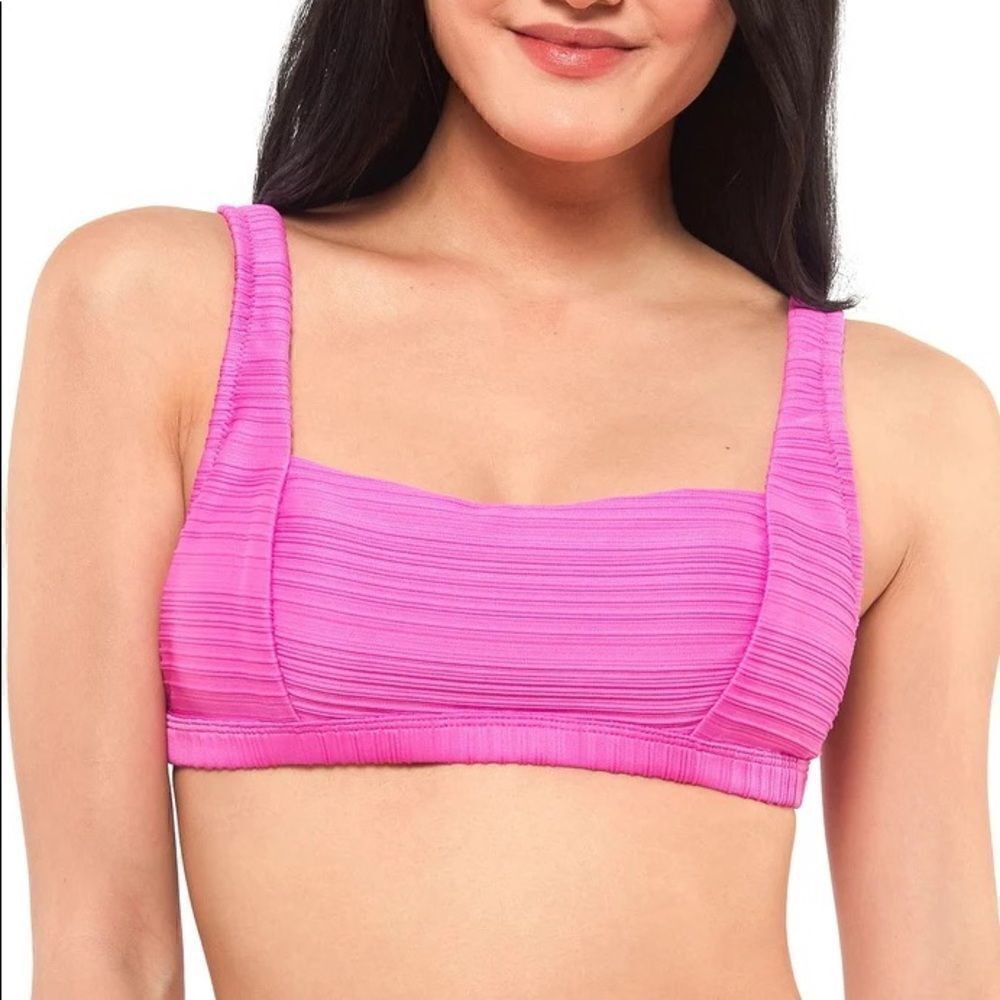 Jessica Simpson Ribbed Bikini Top Purple Retro Women's Large NWT